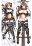  areolae arms_behind_back asymmetrical_bangs bangs bdsm beatrix_(granblue_fantasy) belt bondage bound bound_ankles breasts breasts_apart breasts_outside brown_eyes brown_hair censored cleavage collar dakimakura granblue_fantasy greaves hair_ornament hair_ribbon heart heart_censor highres knees_together_feet_apart large_breasts long_hair looking_at_viewer lying mahan multiple_views navel navel_cutout nipple_slip nipples on_back one_side_up open_fly open_mouth open_pants pants_pull red_legwear restrained ribbon shirt_lift short_shorts shorts smile spreader_bar thighhighs turtleneck 