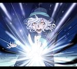  edmond_dantes_(fate/grand_order) fate/grand_order fate_(series) glowing glowing_eyes gyuunyuu_(060828) hands hat letterboxed magic male_focus solo wavy_hair white_hair yellow_eyes 