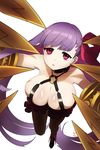  bare_shoulders breasts brown_legwear claws cleavage fate/extra fate/extra_ccc fate_(series) gauntlets highres large_breasts long_hair looking_at_viewer passion_lip purple_eyes purple_hair shimomoto simple_background sleeveless solo white_background 