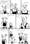  anthro bernielover canine clothing comic dialogue dipstick_ears disney english_text fan_character female fox fur group hyaenid judy_hopps lagomorph looking_back male mammal nick_wilde phone police_uniform rabbit rebecca_(bernielover) simple_background size_difference smile spots spotted_fur spotted_hyena text uniform white_background zootopia 