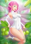  :d armpits artist_name banana bangs bare_shoulders barefoot blush breasts breasts_apart colored_eyelashes covered_collarbone covered_navel covered_nipples detached_sleeves fairy fairy_wings feathers feet flying food forest from_side fruit fur_trim grapes green_eyes hair_ornament hair_tie halterneck happy highres hips holding impossible_clothes impossible_leotard kainkout leaf leg_lift leg_up leotard lips looking_to_the_side medium_breasts motion_lines nature open_mouth original outdoors pink_hair pointy_ears purple_ribbon ribbon round_teeth see-through short_hair_with_long_locks sideboob sidelocks signature skin_tight smile soles solo teeth thighs toe_scrunch toeless_legwear toes turtleneck white_leotard wings 