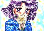  akazukin_chacha flower hood open_eyes purple_hair yakko 