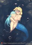  aquarius_(fairy_tail) blonde_hair blue_hair blush breasts fairy_tail lucy_heartfilia nipples shaved_pussy 