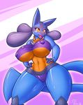  artist_request brown_eyes furry lucario open_mouth pokemon 