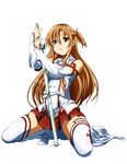  anno_masato asuna_(sword_art_online) sword sword_art_online thighhighs 