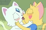  &lt;3 anthro baby_(star_vs._the_forces_of_evil) blush caluriri cute_fangs feline female female/female forehead_gem french_kissing fur kissing mammal saliva semi-anthro star_butterfly star_vs._the_forces_of_evil 