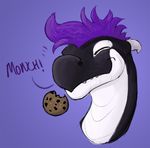  carbon_(artist) cookie cute deetsthedragon_(character) dragon eating eyes_closed food hair horn male mammal monch purple_hair scalie smile 