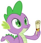  4_fingers alpha_channel dragon fangs feral friendship_is_magic green_eyes holding_object male my_little_pony nude purple_scales scales scalie scroll simple_background sketchmcreations slit_pupils solo spade_tail spike_(mlp) toony transparent_background 
