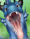  ambiguous_gender blue_skin dragon drooling looking_at_viewer mouth_shot nummynumz open_mouth saliva teeth tongue tongue_out 