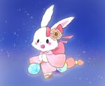  beady_eyes blush bow chibi clothing cute female fur japanese_clothing kemono kimono lagomorph long_ears mammal mell rabbit sanrio sky solo star t.p. white_fur wish_me_mell 