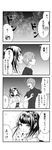  1girl alternate_hairstyle bangs blush braid comic crown_braid festival fireworks greyscale highres holding japanese_clothes karasuma_ryuu kentaurosu kimono long_hair matsuno_chiya monochrome night night_sky open_mouth original shirt short_sleeves sky smile speech_bubble translation_request wide_sleeves yukata 