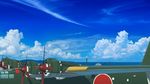  aircraft airplane cloud cloudy_sky day flying_boat h8k highres key_kun no_humans propeller scenery seaplane sky 