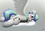  2017 animal_genitalia animal_penis balls blush cutie_mark equine equine_penis fan_character feathered_wings feathers feral gradient_background hair lying male mammal multicolored_hair my_little_pony pegasus penis precum selenophile simple_background solo two_tone_hair vein wings 