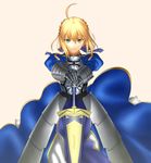  af_1201 ahoge armor armored_dress artoria_pendragon_(all) blue_dress dress eyebrows_visible_through_hair fate/stay_night fate_(series) gauntlets green_eyes hair_between_eyes highres holding holding_sword holding_weapon saber short_hair simple_background solo sword weapon white_background 