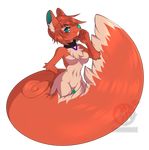  5_fingers alpha_channel anthro blue_eyes blue_nose breasts canine charmrage collar eyelashes featureless_breasts featureless_crotch fox fur hair mammal navel nude simple_background smile standing transparent_background wide_hips 