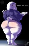  anthro bottomless caprine clothed clothing english_text female frimbobbar goat looking_at_viewer looking_back mammal mature_female overweight solo standing text toriel undertale video_games 