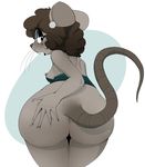  anthro big_butt breasts butt female mammal mcsweezy mouse nipples presenting rodent simple_background solo white_background 