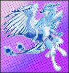  anthro antlers avian azure_(o0aquadragon0o) clothing feathers gryphon horn jewelry loincloth male necklace o0aquadragon0o runes simple_background sketch smile solo wings 