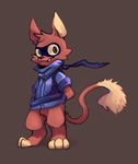  al-cat anthro bottomless clothed clothing fur grey_eyes hoodies male mammal mask mouse red_fur rodent simple_background solo standing tan_fur 