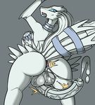  anal animal_genitalia animal_penis anthro autopenetration balls big_balls big_breasts big_butt blue_eyes breasts butt canastus cum dickgirl equine_penis feathers fur hair intersex legendary_pok&eacute;mon lipstick long_hair looking_back makeup masturbation nintendo open_mouth penetration penis pok&eacute;mon reshiram self_fuck side_boob simple_background tongue video_games white_hair 