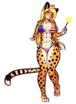  2017 abs alpha_channel amber_eyes anthro bikini blonde_hair cheetah clothing feline female fireworks hair hi_res holding_object long_hair looking_at_viewer mammal mihari scorpdk simple_background solo spots swimsuit transparent_background united_states_of_america 