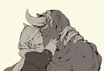  dera_kimidori female horn human kissing mammal monster pointy_ears tagme 