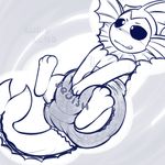  black_and_white blush diaper eeveelution feces feral ludis-luteo mammal messy_diaper monochrome nintendo pok&eacute;mon scat simple_background solo vaporeon video_games 