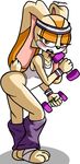  bandage bent_over blush brown_eye buckteeth butt clothing cream_the_rabbit dumbbell exercise eyelashes female fur headband lagomorph leg_warmers legwear leotard long_ears magnum3000 mammal open_mouth rabbit short_tail solo sonic_(series) tan_fur teeth weights workout wristband 