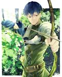  arrow blue_hair bow_(weapon) drawing_bow fire_emblem fire_emblem_echoes:_mou_hitori_no_eiyuuou fire_emblem_gaiden forest holding holding_arrow holding_bow_(weapon) holding_weapon male_focus nature outdoors paison solo tree weapon 