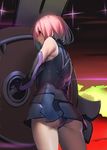  ass bare_shoulders cloud elbow_gloves fate/grand_order fate_(series) from_behind gloves guratan looking_to_the_side mash_kyrielight pink_eyes pink_hair shield short_hair solo star_(sky) thighs 