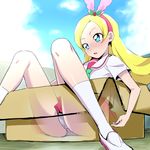  blonde_hair blue_eyes hairband kirahoshi_ciel kirakira_precure_a_la_mode long_hair nakahira_guy panties pink_hairband pink_skirt precure school_uniform short_sleeves skirt socks solo sparkling_eyes underwear white_panties 