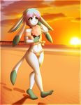  &lt;3 anthro beach bow clothing collar cotton_candy cute eeveelution glaceon glacey male nintendo pok&eacute;mon rainbow re-sublimity-kun sand seaside sky solo sun_set video_games 