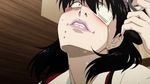  1girl ahegao animated animated_gif bathroom black_hair gun ikishima_midari kakegurui masturbation solo toilet weapon 