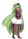  1girl green_hair personification pokemon simple_background solo tagme tsareena white_background 