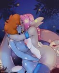  2017 anthro arnachy breast_squish breasts breasts_frottage digimon female female/female firefly geeflakes_(character) kissing lagomorph making_out mammal masturbation mimimon monster nipples nipples_touching nude rabbit tongue 