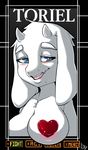  &lt;3 2017 anthro areola big_breasts blush boss_monster breasts caprine female fur goat horn long_ears mammal nude open_mouth pasties simple_background smile solo sruto tongue toriel undertale video_games white_fur 