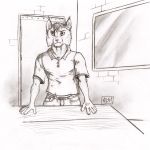  0laffson 2018 5_fingers anthro clothed clothing feline fur hair lynx mammal solo standing traditional_media_(artwork) 