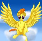  equine eyelashes eyewear feathers female feral friendship_is_magic fur glasses hair hooves looking_at_viewer mammal my_little_pony orange_hair orangejuicerus pegasus sitting solo spitfire_(mlp) spread_wings wings wonderbolts_(mlp) yellow_feathers yellow_fur 