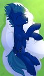  blue_feathers blue_fur blue_hair cutie_mark equine fan_character feathered_wings feathers fur grass hair hooves lying mammal my_little_pony orangejuicerus pegasus sleeping smile wings 