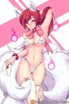  &lt;3 2017 5_fingers ahri_(lol) animal_humanoid breasts canine clothed clothing ear_tuft envelope facial_markings female fingers fiveish fox fox_humanoid fur hair hairclip humanoid league_of_legends legwear long_hair mammal markings multi_tail navel pink_eyes red_hair ribbons riot_games simple_background smile solo stockings thigh_highs tuft underwear video_games white_fur 
