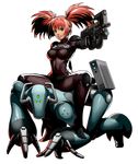  alternate_costume crawling gun metal_slug metal_slug_attack nadia_cassel official_art riding robot sneaking_suit solo submachine_gun tight transparent_background twintails weapon 