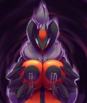  2017 anthro avian big_breasts blue_eyes breasts deity digital_media_(artwork) duo female fur horn huge_breasts inverted_nipples lactating latiar legendary_pok&eacute;mon nintendo nipples nude pok&eacute;mon solo video_games yveltal 