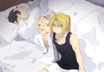  2boys abs aftersex age_difference bed bruises fullmetal_alchemist male_focus muscle sitting yaoi 