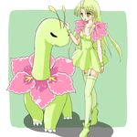  alternate_species breasts clothing cosplay dress duo female feral hair human humanized humanoid long_hair mammal meganium nintendo panties pok&eacute;mon pok&eacute;mon_trainer ranphafranboise underwear video_games 