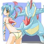  alternate_species breasts clothing cosplay dress duo female feral feraligatr hair human humanized humanoid long_hair mammal nintendo panties pok&eacute;mon pok&eacute;mon_trainer ranphafranboise underwear video_games 