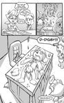  animal_crossing anthro bottomless canine clothed clothing comic conditional_dnp convenient_censorship digby_(animal_crossing) dog female grumpyvulpix isabelle_(animal_crossing) knocked_out male mammal monochrome nintendo video_games 