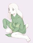  asriel_dreemurr bottomless caprine clothed clothing fawnsdraws fur goat male mammal simple_background solo sweater undertale video_games white_fur young 