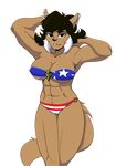  2017 alpha_channel anthro bikini black_hair black_nose breasts brown_fur camel_toe cat clothed clothing felina_feral feline female fur hair mammal nipple_bulge simple_background solo swat_kats swimsuit transparent_background yawg 