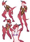  2017 4_fingers 4_toes absurd_res anthro armor bedroom_eyes bikini blush butt chibi claws clothed clothing digital_media_(artwork) eyelashes female flat_chested grin half-closed_eyes hi_res horn invalid_tag jijis-waifus kobold looking_at_viewer multiple_poses muscular_legs navel open_mouth pinup pose raised_arm reptile scalie seductive sharp_teeth simple_background skimpy sling_bikini smile solo standing swimsuit teeth thick_thighs toe_claws toes tongue 