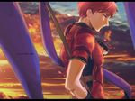  armor back cloud cloudy_sky fingerless_gloves fire_emblem fire_emblem_echoes:_mou_hitori_no_eiyuuou gloves highres lukas_(fire_emblem) male_focus matumuraaaa polearm red_eyes red_hair sky solo spear upper_body weapon 